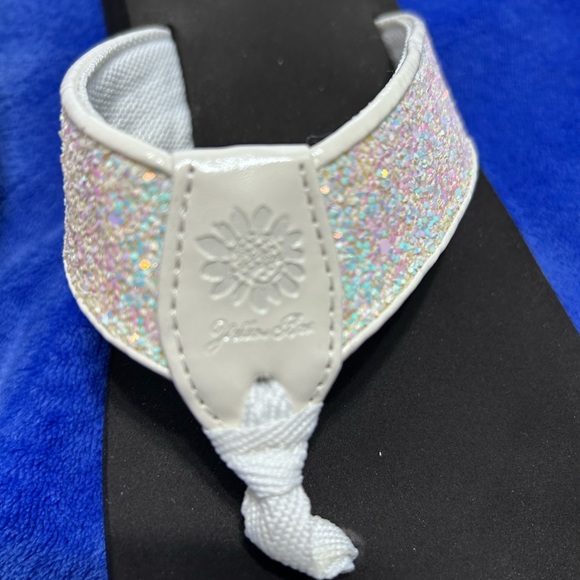 Yellow Box Black Sandals with Glitter Straps - Picture 2 of 4